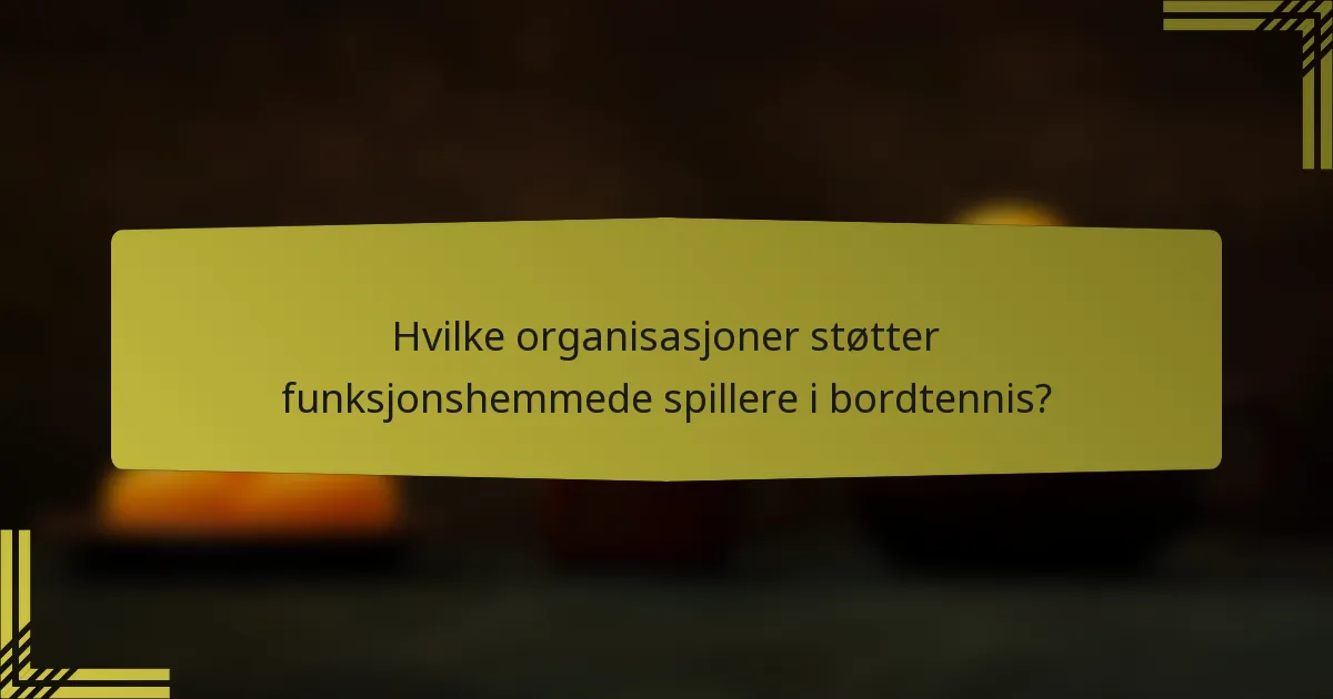 Hvilke organisasjoner støtter funksjonshemmede spillere i bordtennis?